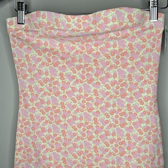 BP Nordstrom Floral Strapless Bodycon Mini Dress in Pink & Yellow Size Small - Picture 2 of 5